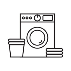 Washing clothes, clothes and washing machine sign