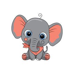Cute little elephant isolated in white background