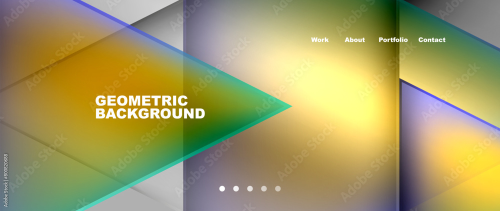 Poster A geometric background featuring a triangle in the center, surrounded by shades of tints. The triangle resembles a laptop display device against a sky blue backdrop