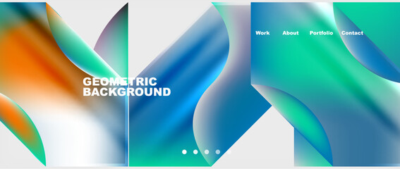 A collection of vibrant abstract backgrounds featuring geometric shapes in shades of Azure, Aqua, Electric blue, and more. Perfect for graphics, logos, or as personal protective equipment designs