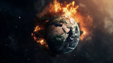 Apocalypse Now: Earth's Fiery Demise Under the Scorching Grasp of Climate Change - obrazy, fototapety, plakaty