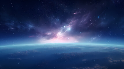 Obraz premium View of Earth from space with stars and galaxies in the background