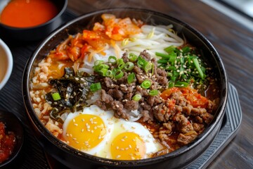 Beef hot pot with Korean flavors