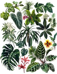 Vintage Botanical Plants: Timeless beauty on a white canvas