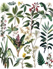 Vintage Botanical Plants: Timeless beauty on a white canvas