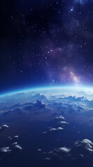 Fototapeta premium View of Earth from space with stars and galaxies in the background