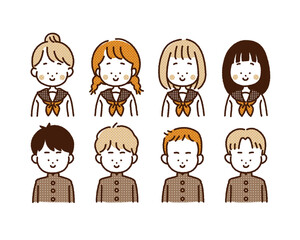 レトロな学生のイラスト・アイコンセット