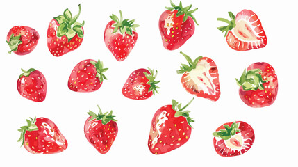 Tasty strawberries on white background Vector illustration