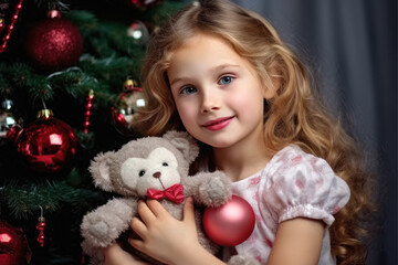 cute little girl celebrating Christmas festival