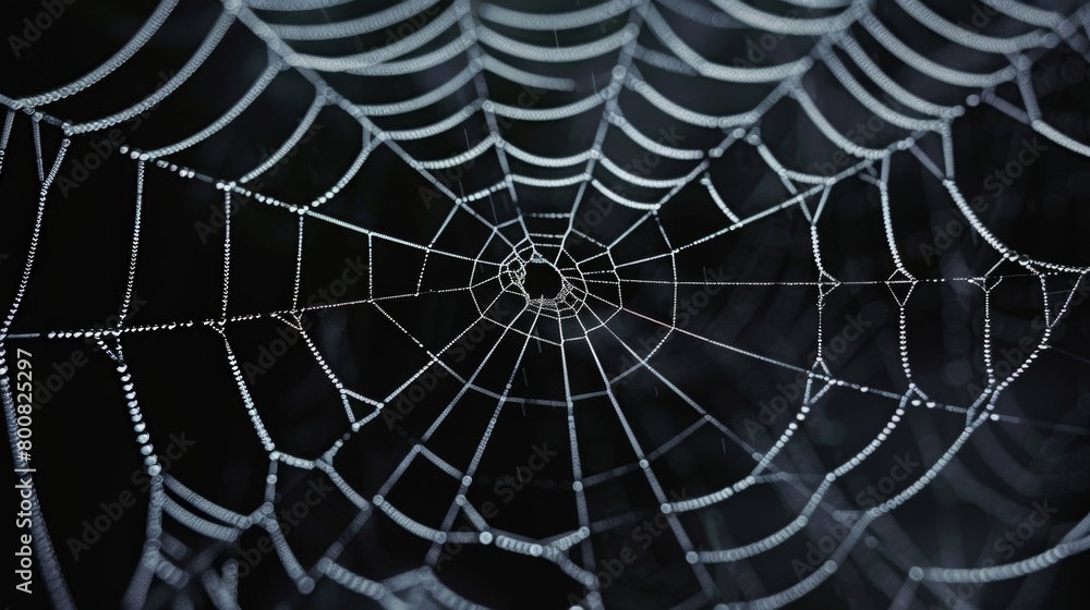 Wall mural the intricate design of a spiders web with its perfectly spaced and symmetrical threads..