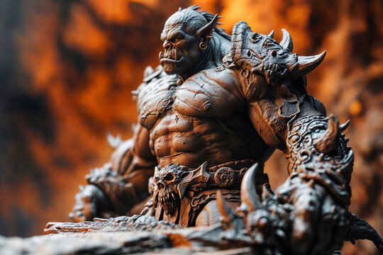 Imposing Orc Warrior Statue - Fantasy Art and Gaming Culture Brought to Life