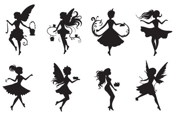 Fairy Silhouette Vector white background