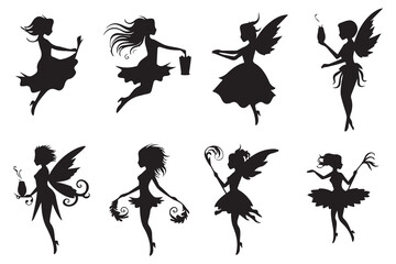 Fairy Silhouette Vector white background