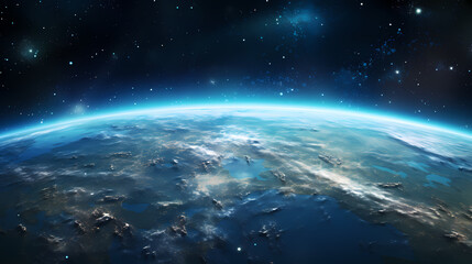 Fototapeta premium View of Earth from space with stars and galaxies in the background