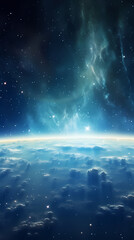 Fototapeta premium View of Earth from space with stars and galaxies in the background