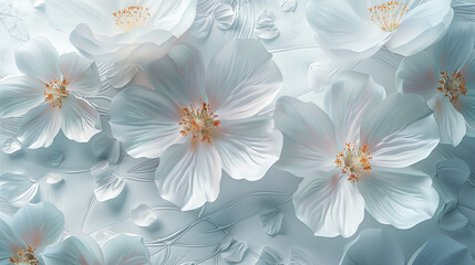3d illustration visualized flora frame background for art, design and decor on white background.