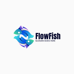 Vector Logo Illustration Flow Fish Gradient Colorful Style