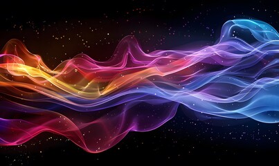 Obraz premium Dark abstract colorful waves background, light wave background, abstract creative background, abstract waves, HD wallpaper
