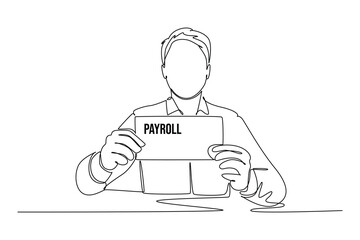 One continuous line drawing of Salary payroll system or employee wages concept. Doodle vector illustration in simple linear style