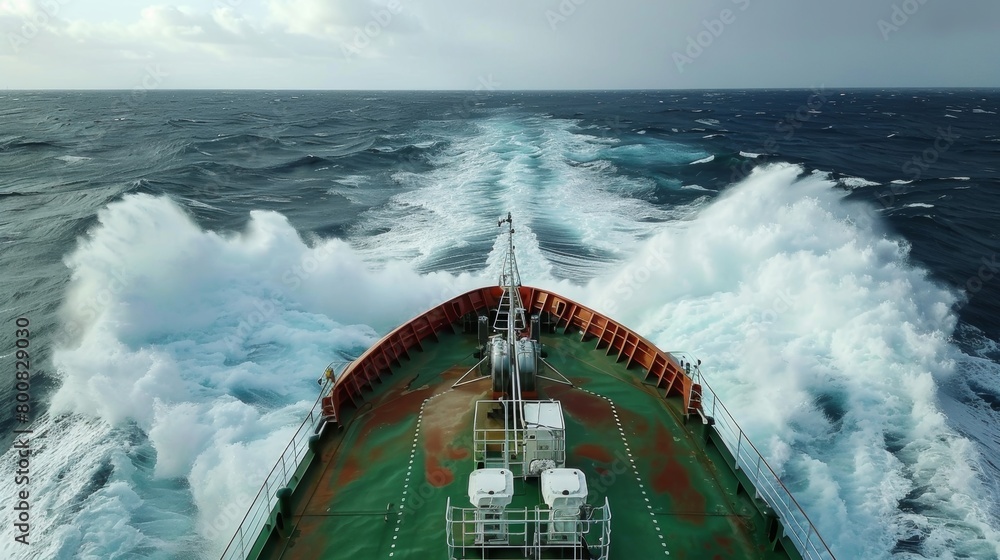 Aufkleber a massive ship sails in the vast expanse of the ocean, surrounded by nothing but endless water. the 