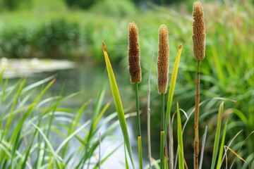 Cattail with male and female flowers