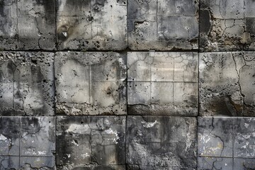 Cement wall texture with old cinder block background - obrazy, fototapety, plakaty