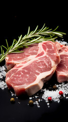 Raw pork chop, food photography
