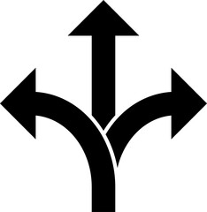 Three-way direction arrow icon, road direction sign for graphic design, logo, web site, social media, mobile app, ui illustration
