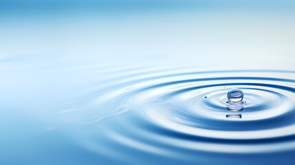 A drop of water falls on a calm surface and creates ripples