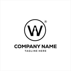 W letter with plastic or bottle vector logo template. Suitable for beverage businesses, design inspiration.