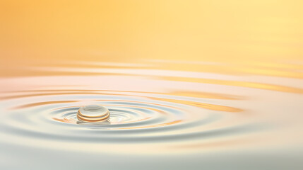 A drop of water falls on a calm surface and creates ripples