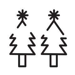 Newyear Tree Winter Line Icon