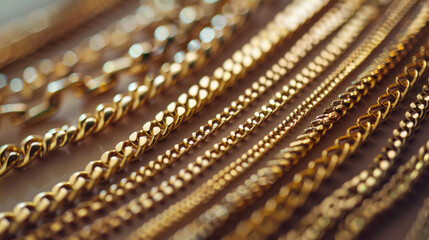 Close-up of Elegant Gold Chains