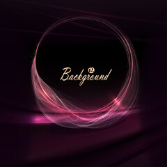 Illustration with a round purple frame made of fine tulle on a black background.