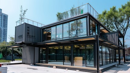 Modern container building offers innovative solutions for sales office space, blending efficiency, sustainability, and contemporary design in unique ways
