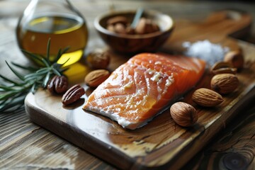 Choose omega 3 rich foods like nuts olive oil and salmon for a healthy diet