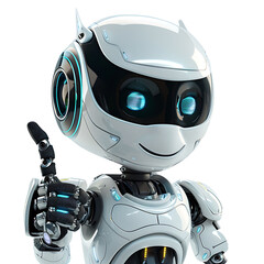 Cute ai robot chatbot thumbs up on isolated transparent background