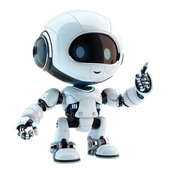 Cute ai robot chatbot thumbs up on isolated transparent background