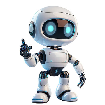 Cute ai robot chatbot thumbs up on isolated transparent background