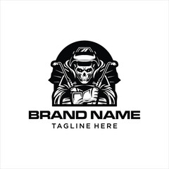 creative Welder skull vector illustration on black background, design inspiration.