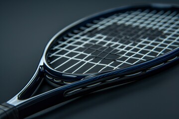 Close up of a black tennis racket