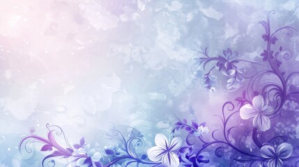 Fototapeta na wymiar abstract floral background with swirls and leaves in lavender purple