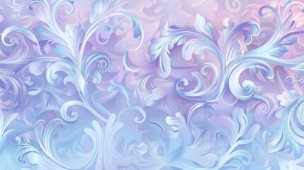 abstract floral background with swirls and leaves in lavender purple