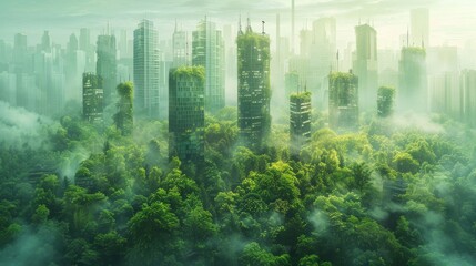 A busy city street with a large crowd of people walking around
