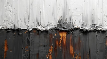   A tight shot of a rusted metal wall with paint curling and flaking from its edges
