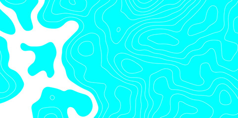 Abstract blue background with waves. The white line on blue contours vector topography stylized height of the lines map. Line map with seamless ornament design.