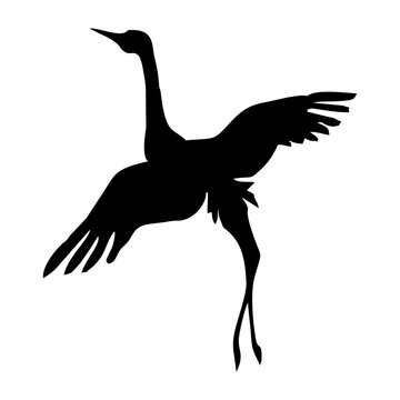 recommend clip art: black silhouette of a crane