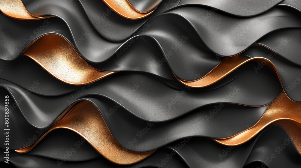 Aufkleber a black-and-gold wavy background features a metallic wave pattern atop and base of each wave