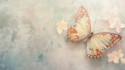 Obraz premium Beautiful background with a butterfly in the style of a vector illustration