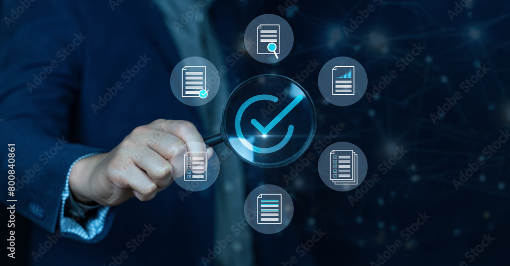 Aufkleber correct sign mark, correct data select and data inspection online, certificate and approve data.